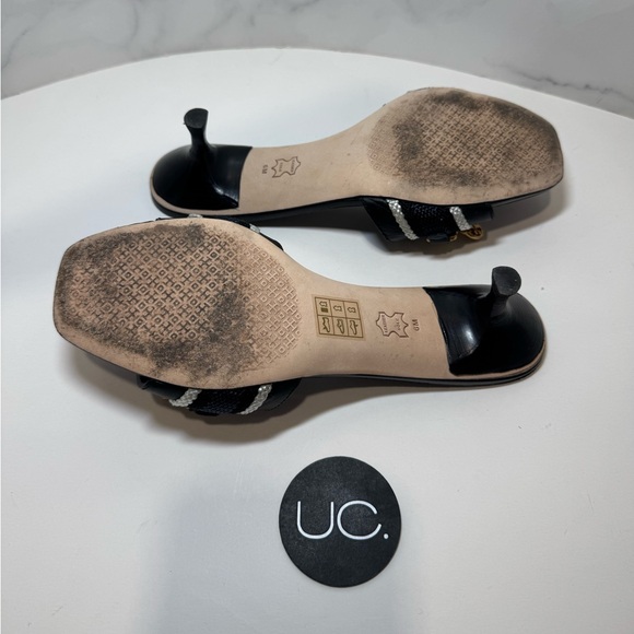 Tory Burch Mini Benton Kitten Heel. Size 6. WITH BOX! Black/Navy/Gold. - Picture 6 of 6